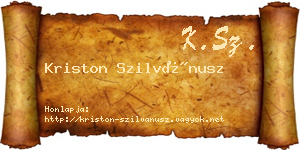 Kriston Szilvánusz névjegykártya